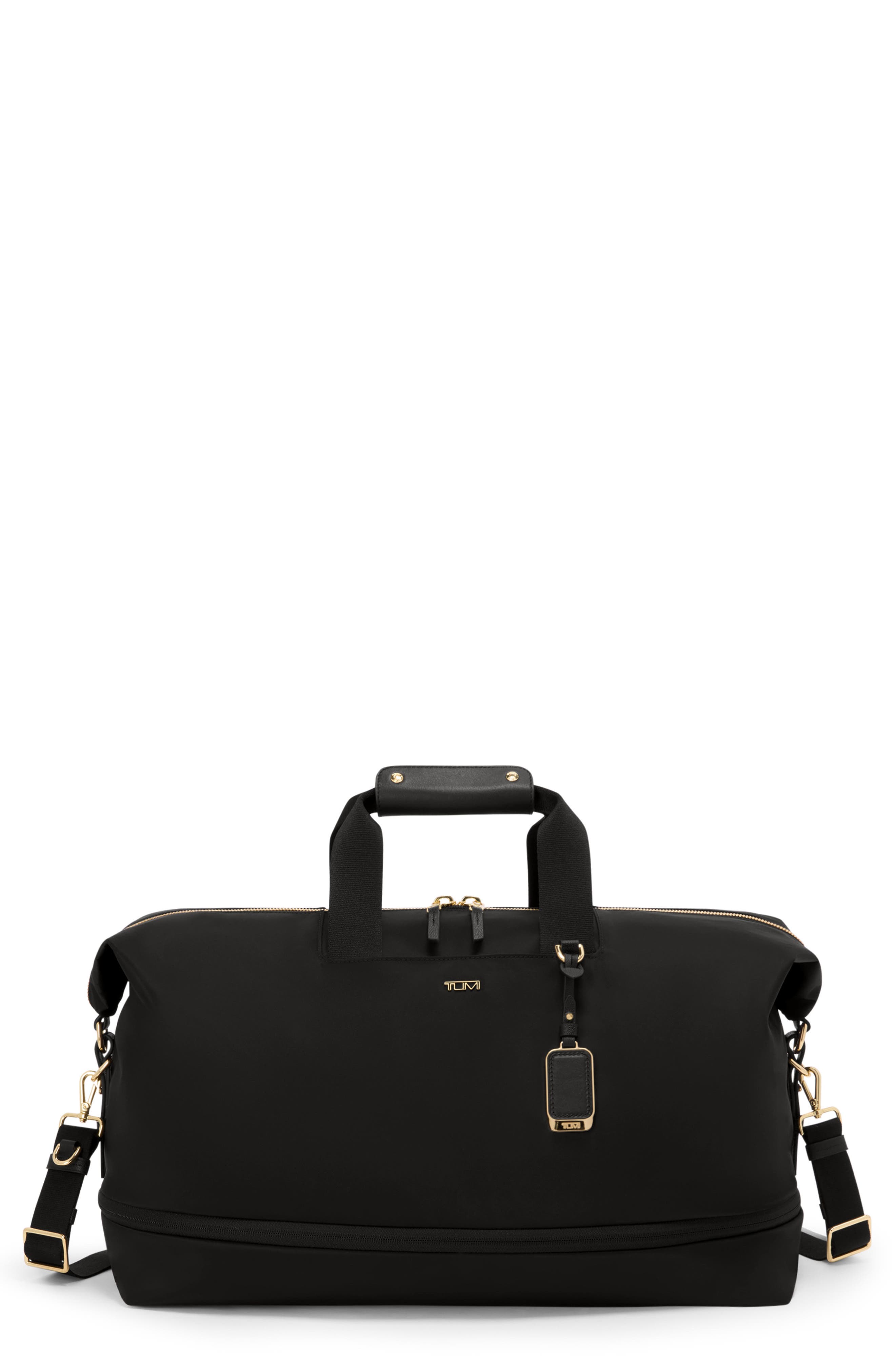 TUMI Rhys Expandable Duffel, Main, color, Black/ Gold