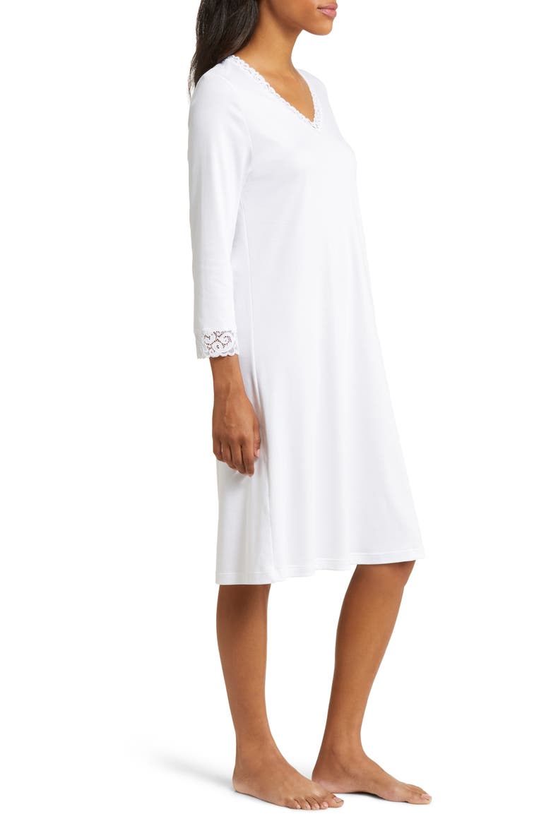 Moments V-Neck Cotton Nightgown, Alternate, color, 101 - WHITE