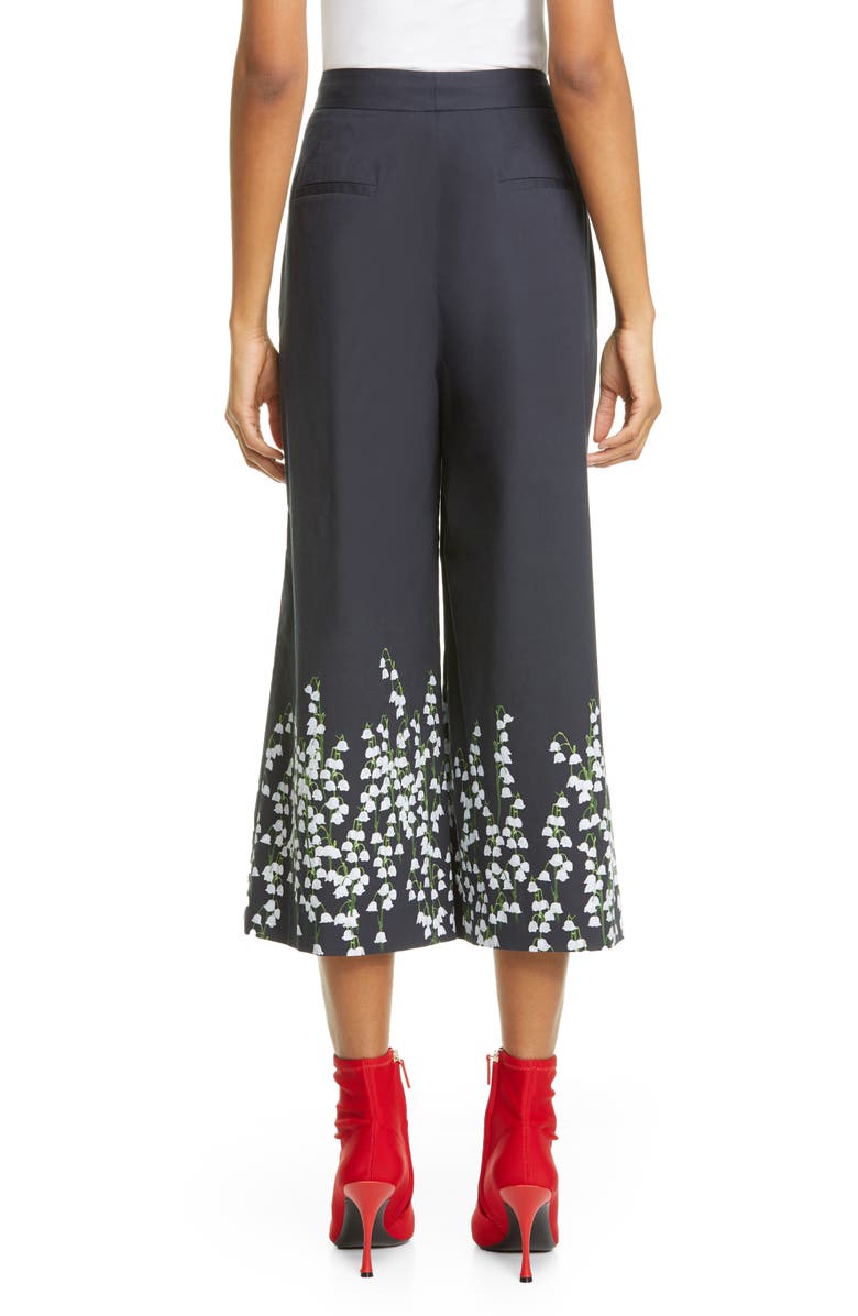 Adam Lippes Pleated Floral Print Stretch Poplin Culottes, Alternate, color,