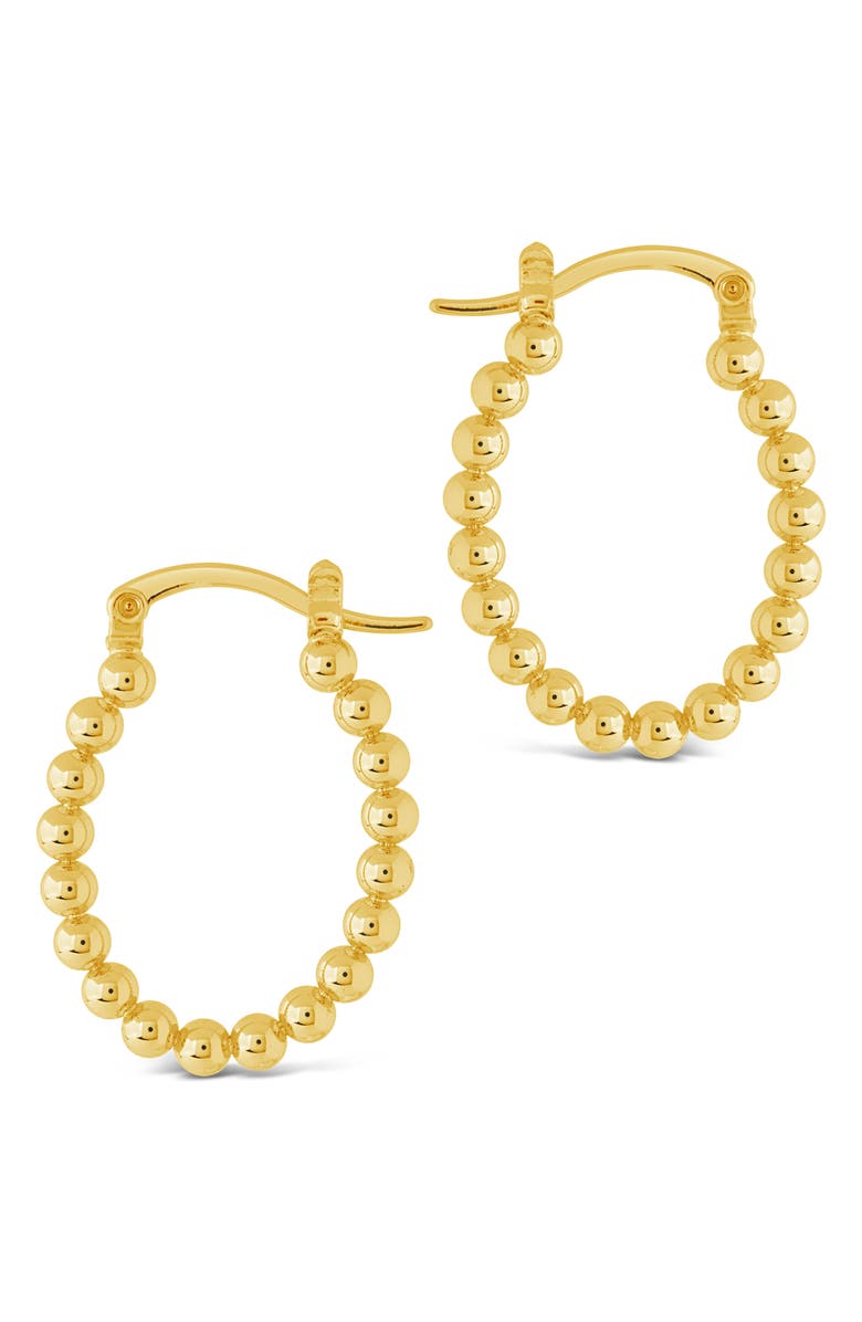 Sterling Forever Bubble Textured Oval Hoop Earrings, Alternate, color, Gold