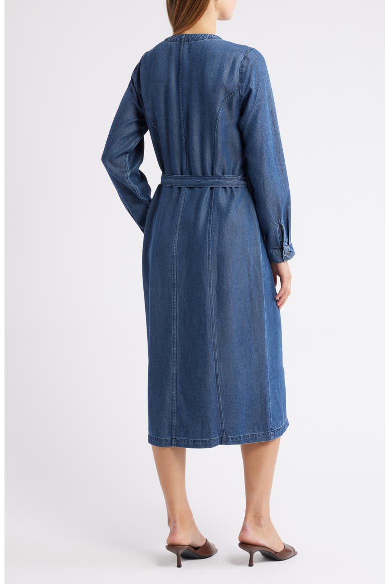 Long Sleeve Belted Denim Midi Dress, Alternate, color, HORIZON WASH