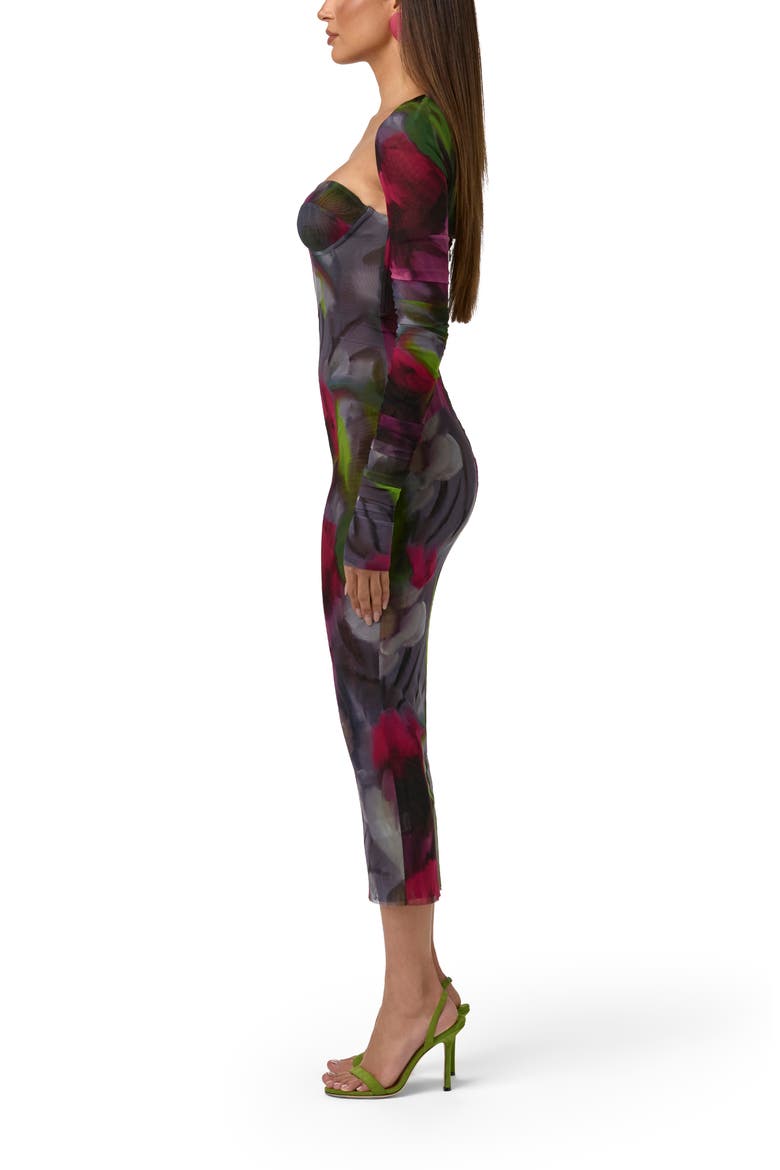 Floral Mesh Midi Dress, Alternate, color, BAROQUE BLOOM