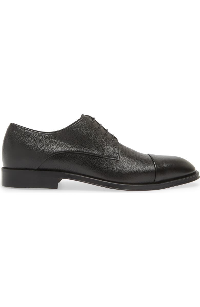 BOSS Derrek Pebbled Cap Toe Derby, Alternate, color, Black