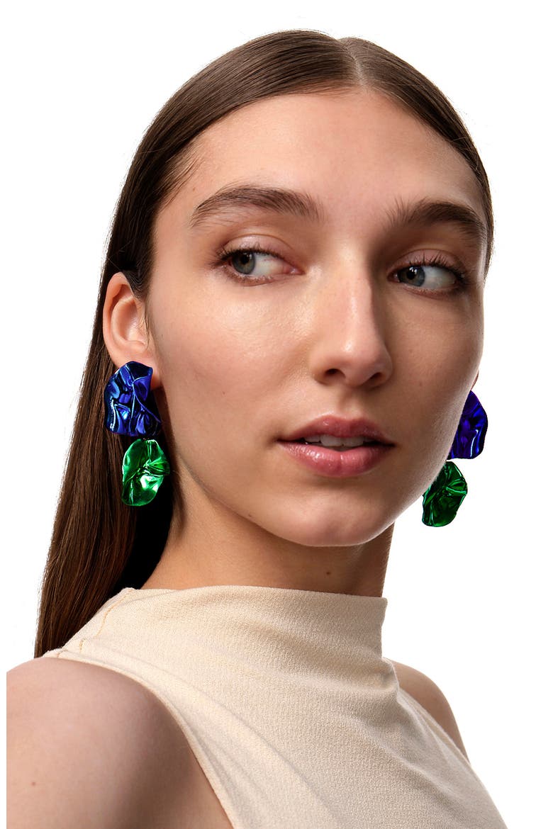 Flashback Fold Drop Earrings, Alternate, color, COBALT EMERALD