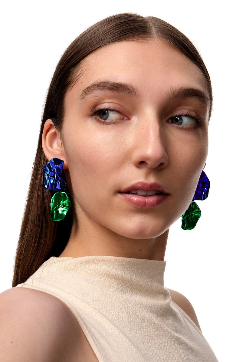 Sterling King Flashback Fold Drop Earrings, Alternate, color, Cobalt Emerald