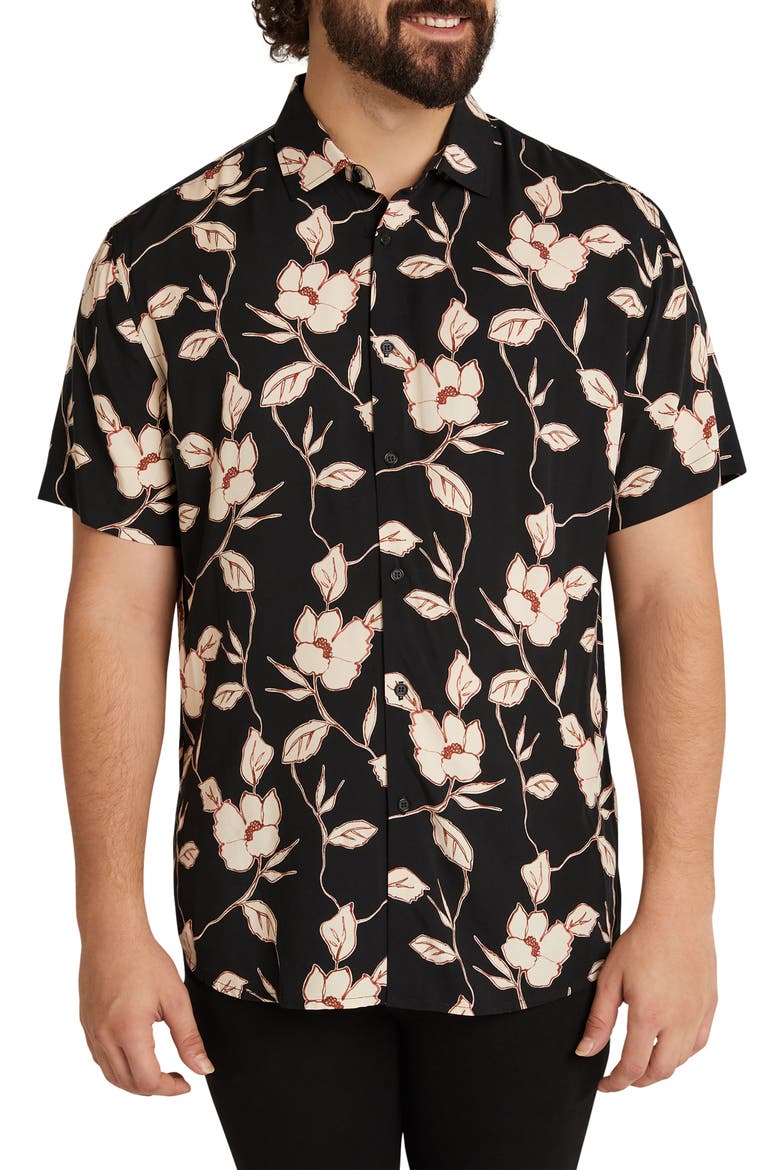 Brixton Floral Short Sleeve Button-Up Shirt, Main, color, BLACK