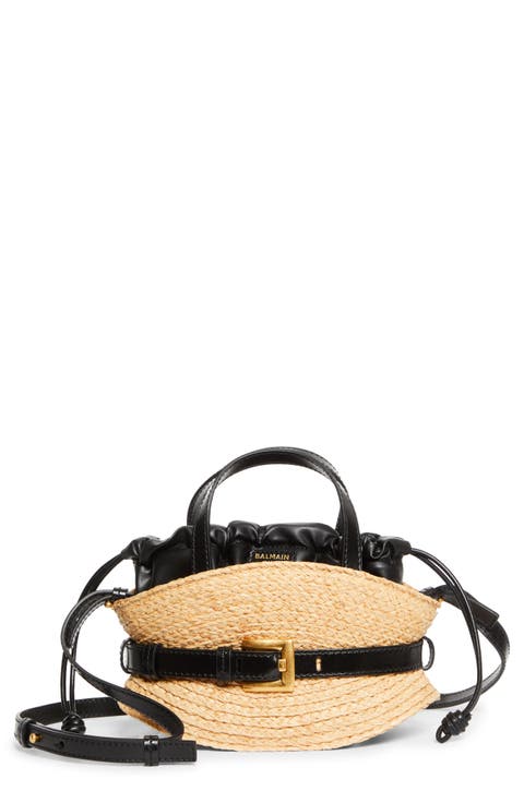 Mini Shuffle Belted Raffia Bag