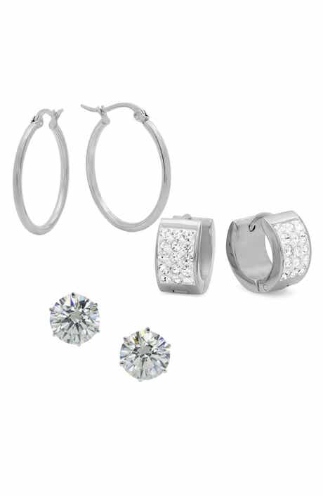 Set of 3 Hoop & Stud Earrings