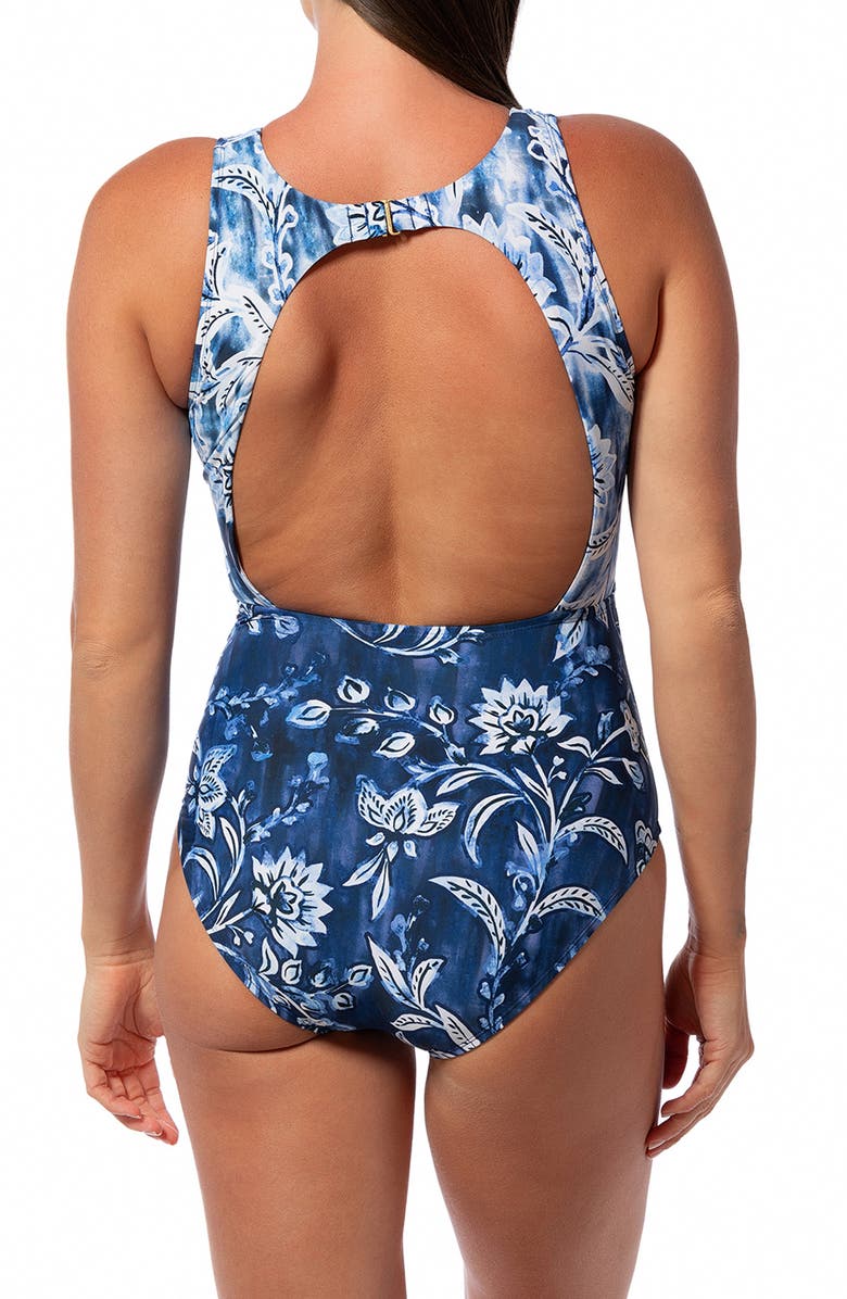 JANTZEN Farrah High Neck One-Piece Swimsuit, Alternate, color, Pantheon Blue