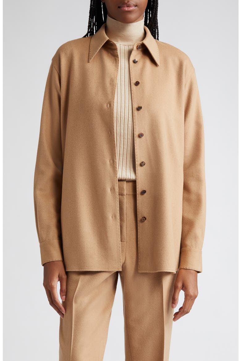 Drop Shoulder Camel Hair Shirt Jacket, Main, color, CAMEL