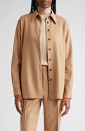 Lafayette 148 New York Drop Shoulder Camel Hair Shirt Jacket