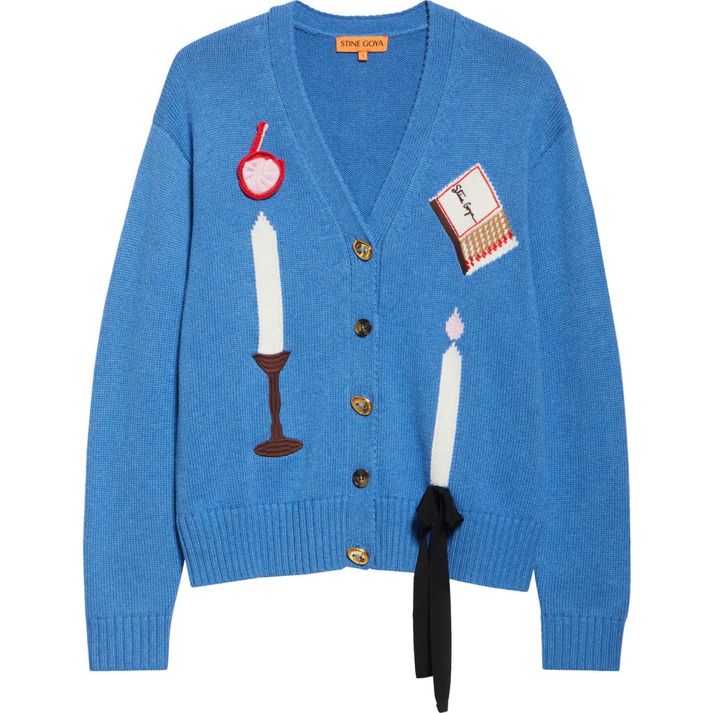 Stine Goya Candle Setting Cardigan In Candle Setting Intarsia