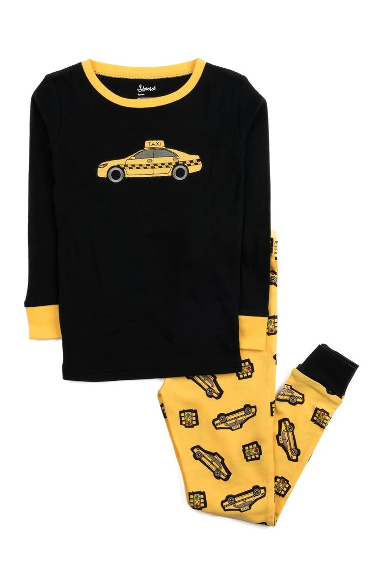Leveret Taxi Print Pajama Set, Main, color, 