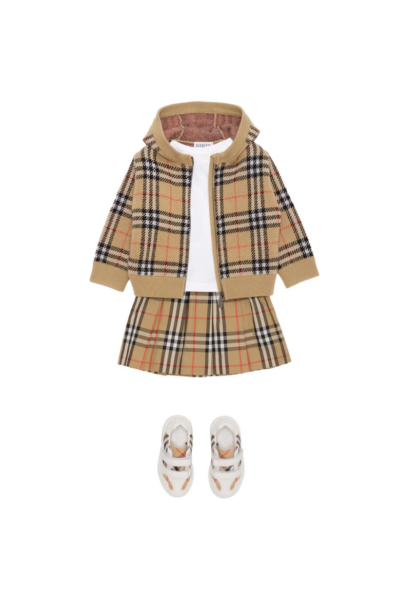 Check Wool Zip Hoodie, Alternate, color, Sand beige