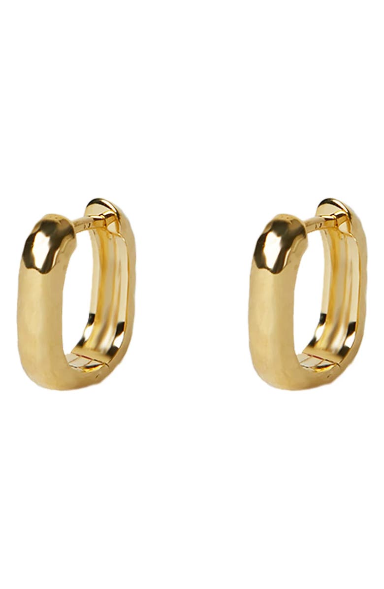 Argento Vivo Sterling Silver Oblong Huggie Hoop Earrings, Main, color, Gold