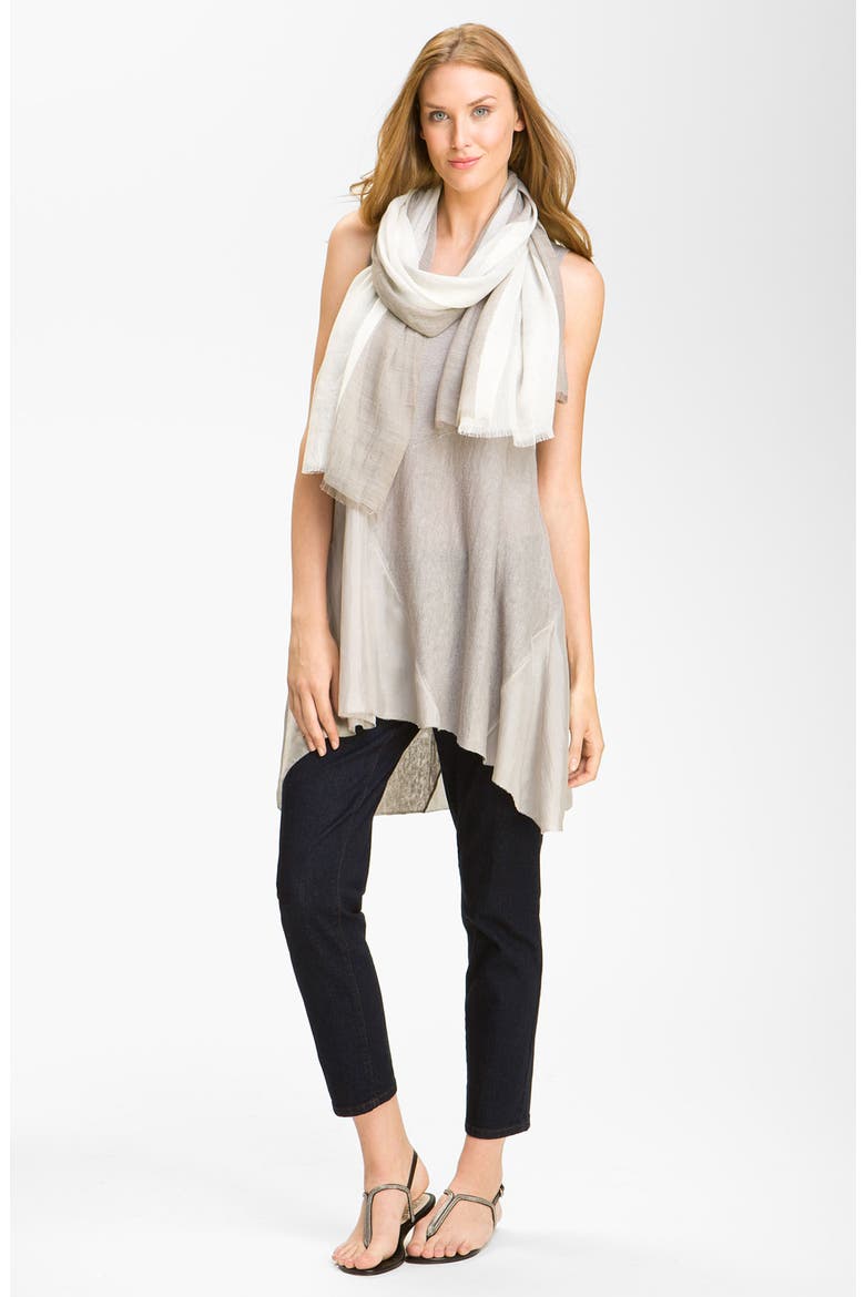 Two Tone Slub Knit Scarf, Alternate, color, STONE/BONE