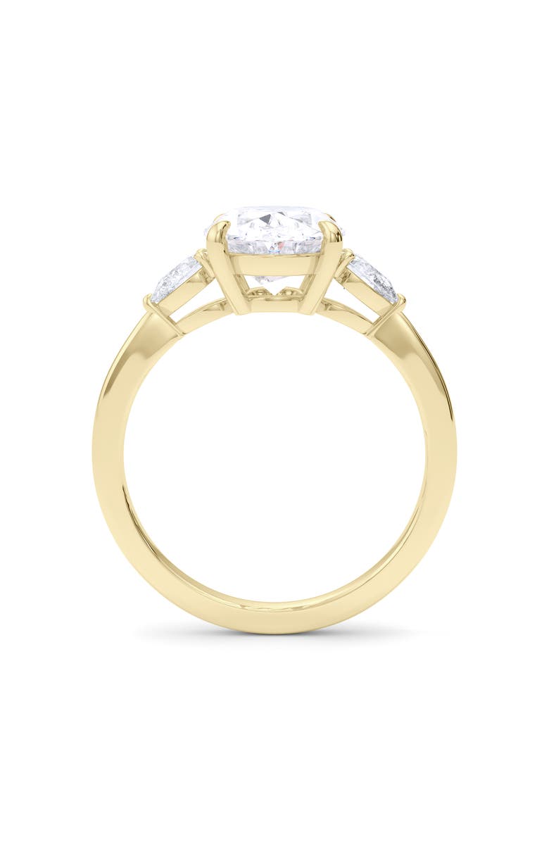 HauteCarat Oval & Pear Cut Lab Grown Diamond Ring, Alternate, color, 2.00 Ctw 18K Yellow Gold