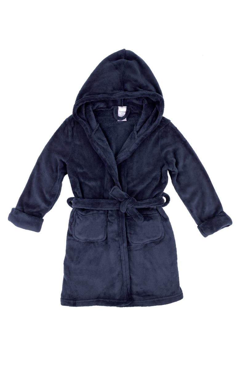 Leveret Kids Fleece Hooded Robe, Solid Colors, Alternate, color, Navy