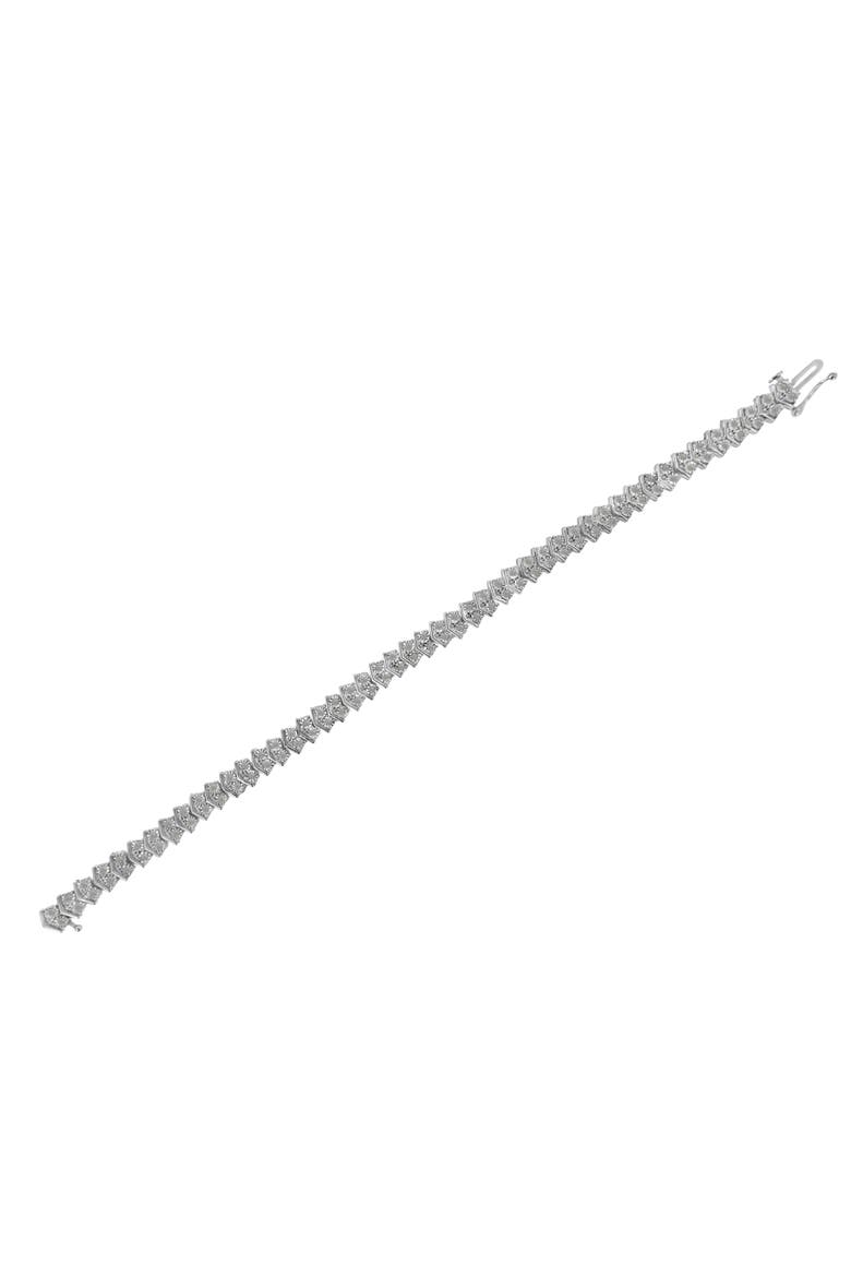 Silver 1.0 cttw Diamond "Arrow" Shape Tennis Link Bracelet, Alternate, color, White