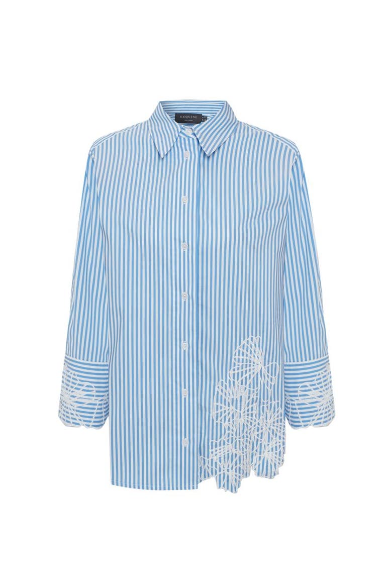 Eden Long Sleeve Shirt, Alternate, color, Blue and White