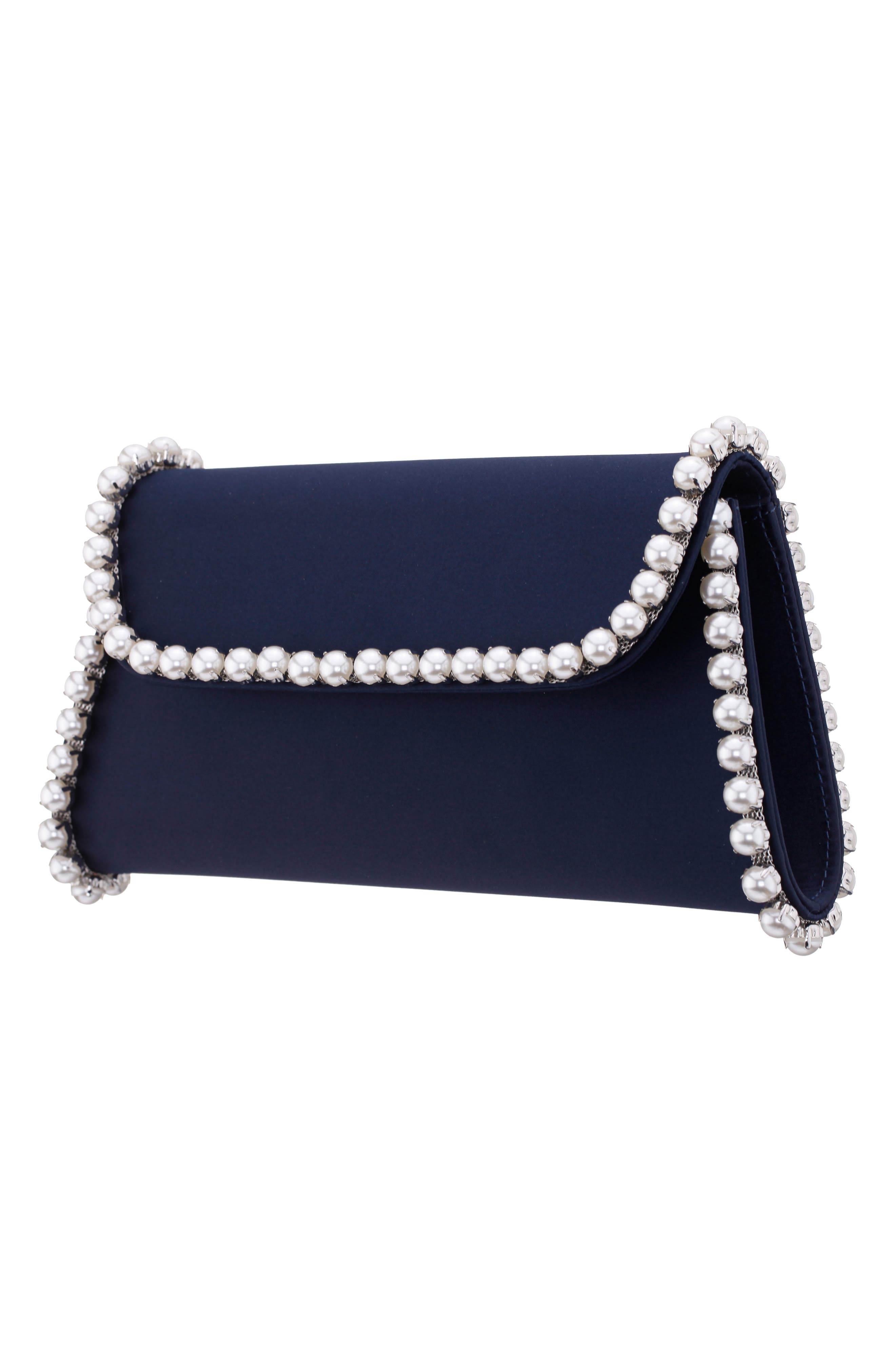 Nina Trysta Clutch, Alternate, color, New Navy