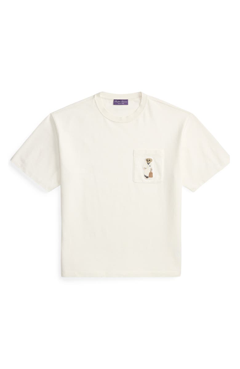 Ralph Lauren Purple Label Relaxed Fit Bear Embroidered Pocket T-Shirt, Alternate, color, Deckwash White