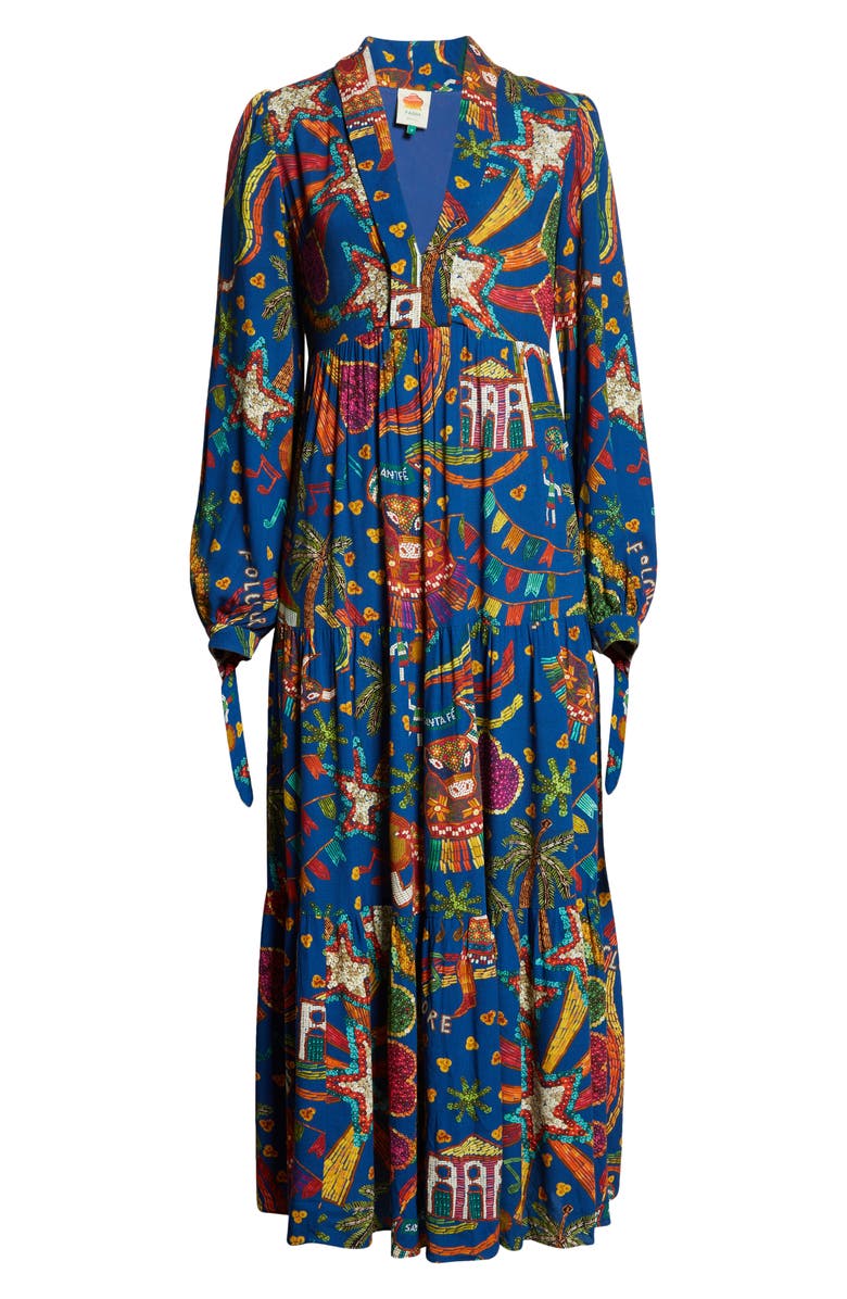 FARM Rio Folk Party Long Sleeve Maxi Dress, Alternate, color, 