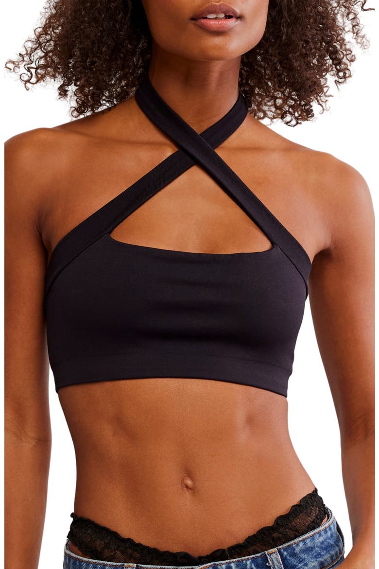 Margo Seamless Halter Bralette, Alternate, color, BLACK
