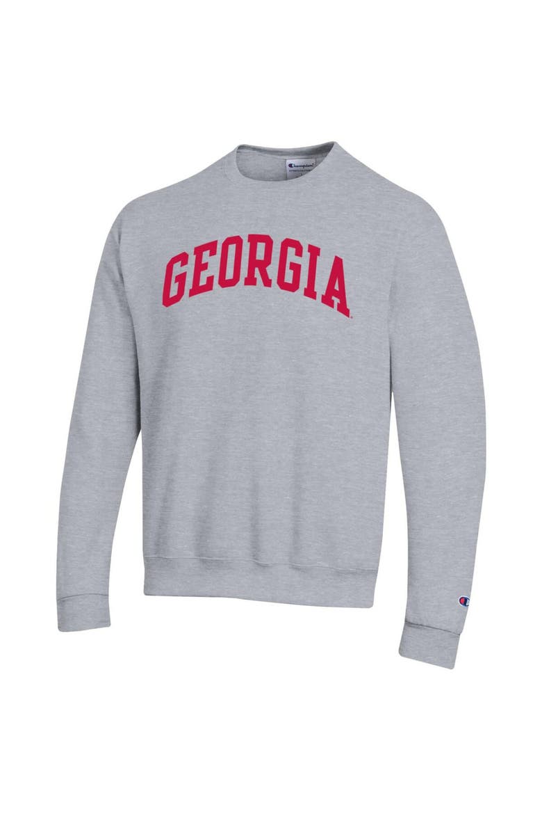 Men's Champion  Heather Gray Georgia Bulldogs Basic Arch Fleece Pullover Sweatshirt, Alternate, color, Heather Gray