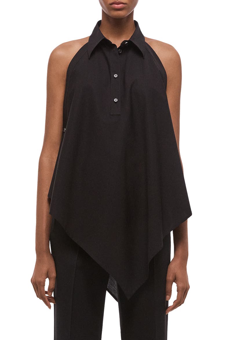 Sleeveless Cotton Shirt, Main, color, BLACK