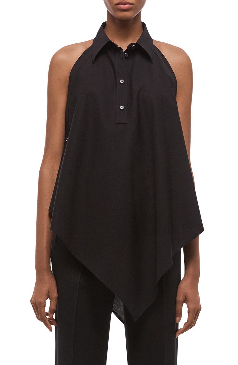 Helmut Lang Sleeveless Cotton Shirt, Main, color, Black