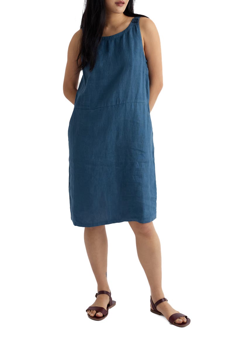 Salt Weave Linen Pinafore Dress, Main, color, DUSK