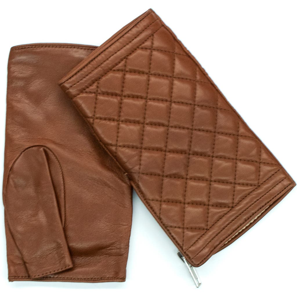 Portolano Quilted Leather Fingerless Gloves In Multi