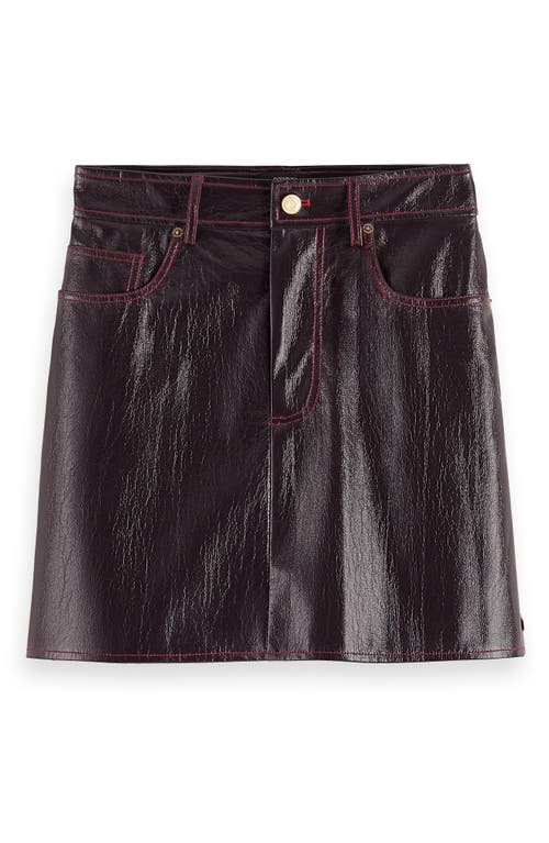 Scotch & Soda Faux Leather Miniskirt In Wine