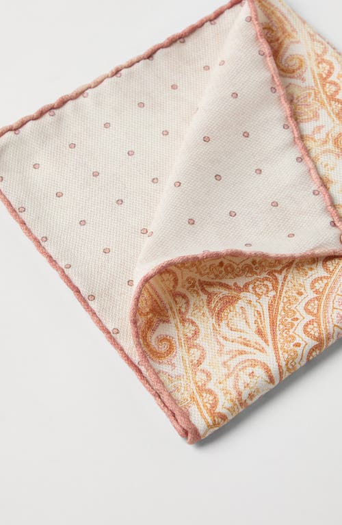Brunello Cucinelli Double-faced Silk Paisley Pocket Square In Butter