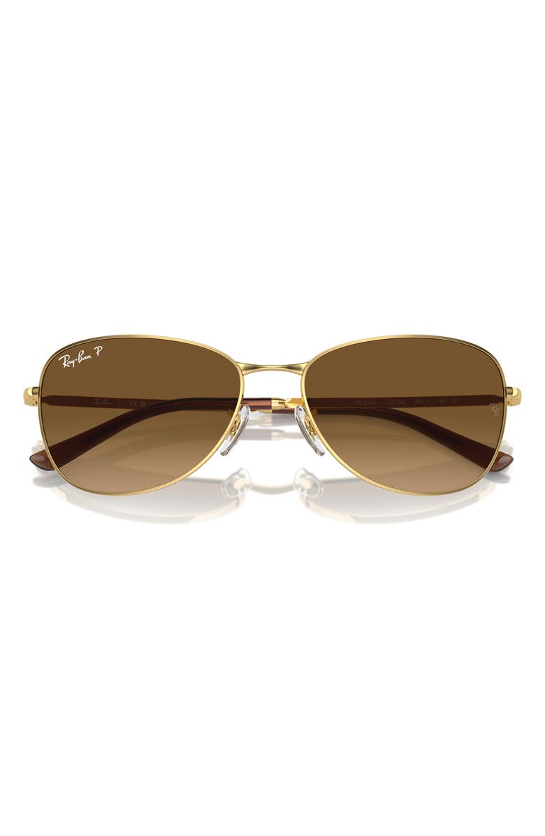 Ray-Ban 56mm Polarized Pilot Sunglasses, Alternate, color, Gold/ Brown Grad
