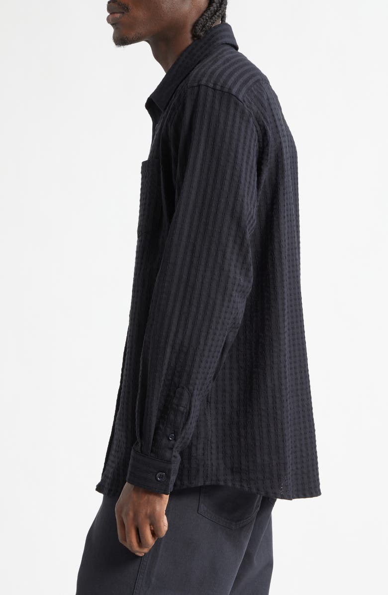 PALMES Relaxed Stretch Cotton Button-Up Shirt, Alternate, color, Black