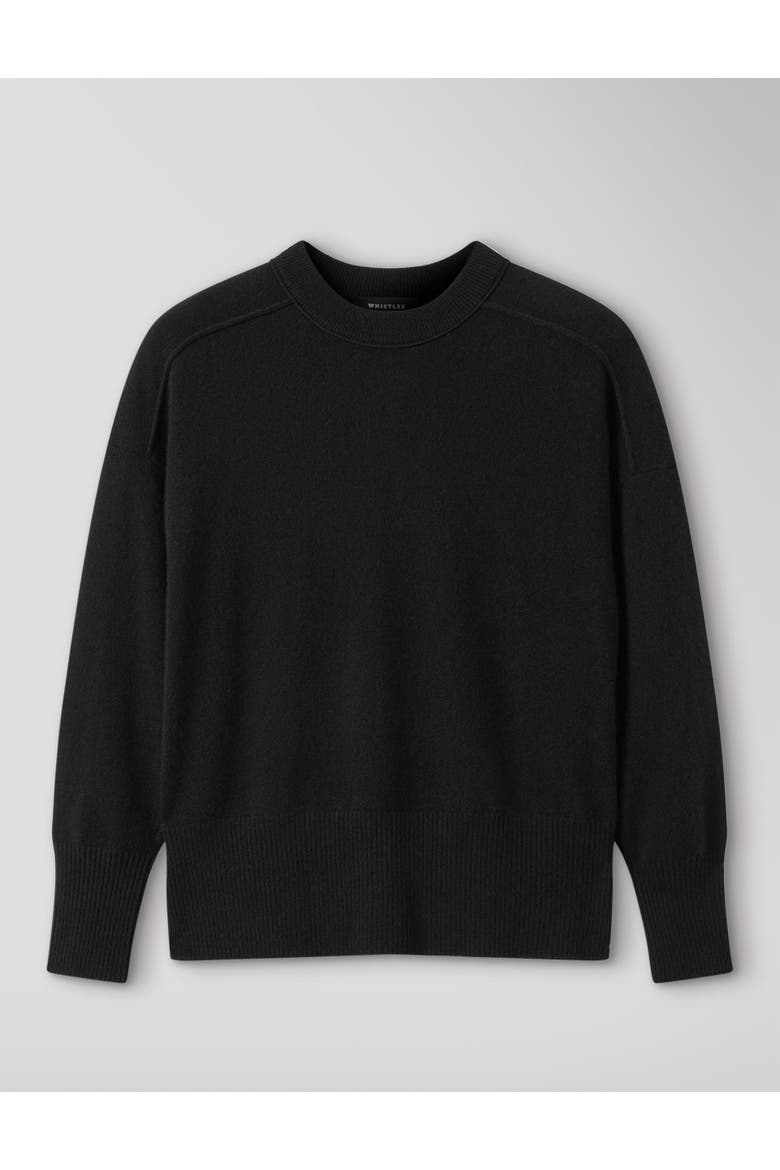 100% Cashmere Seam Crew Neck Sweater, Alternate, color, Black