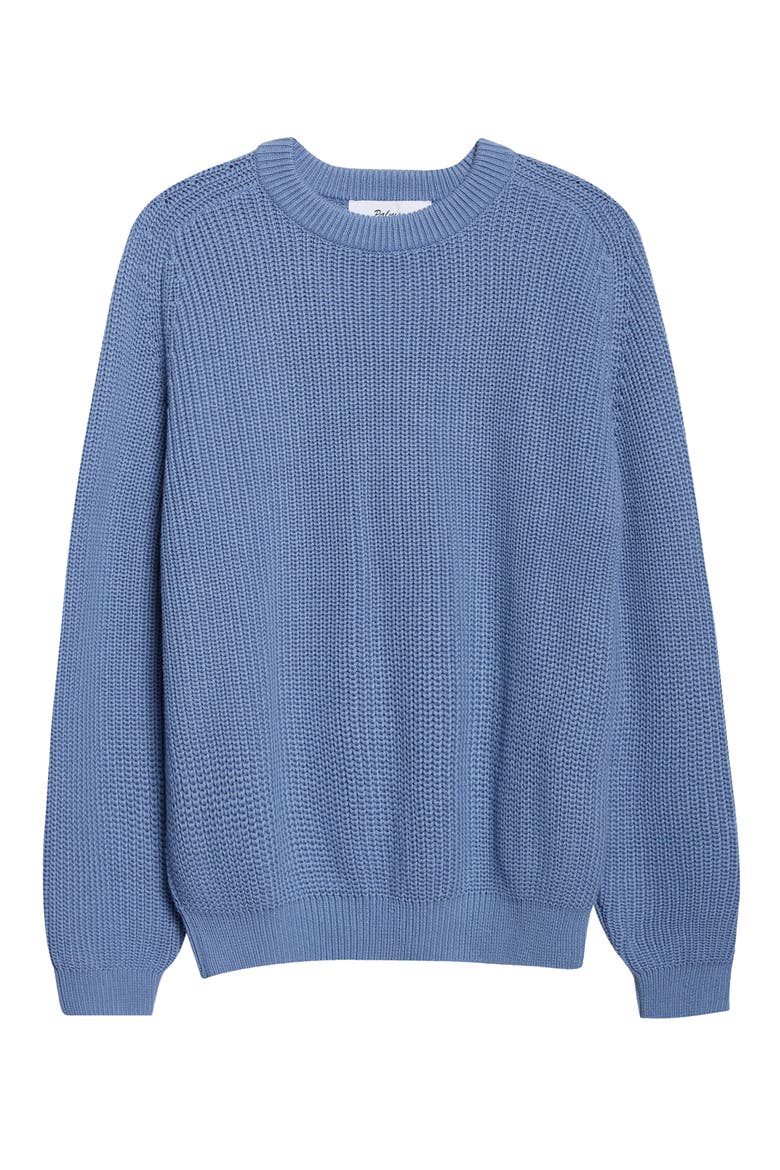 Fisherman Stitch Cotton Sweater, Alternate, color, BABY BLUE