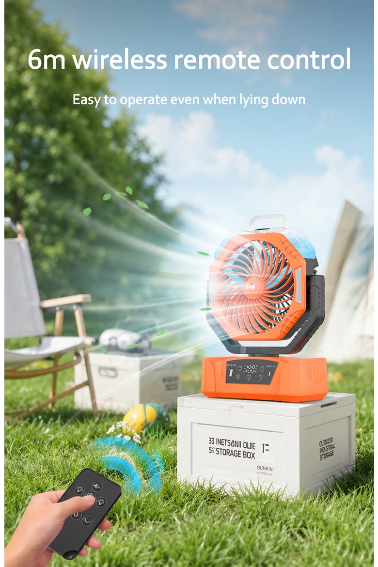 Outdoor Misting Fan, Alternate, color, Orange with black accents