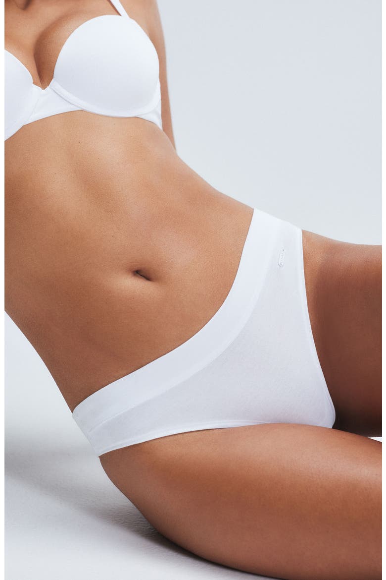 Stretch Cotton Essentials Thong, Alternate, color, ANGEL WHITE