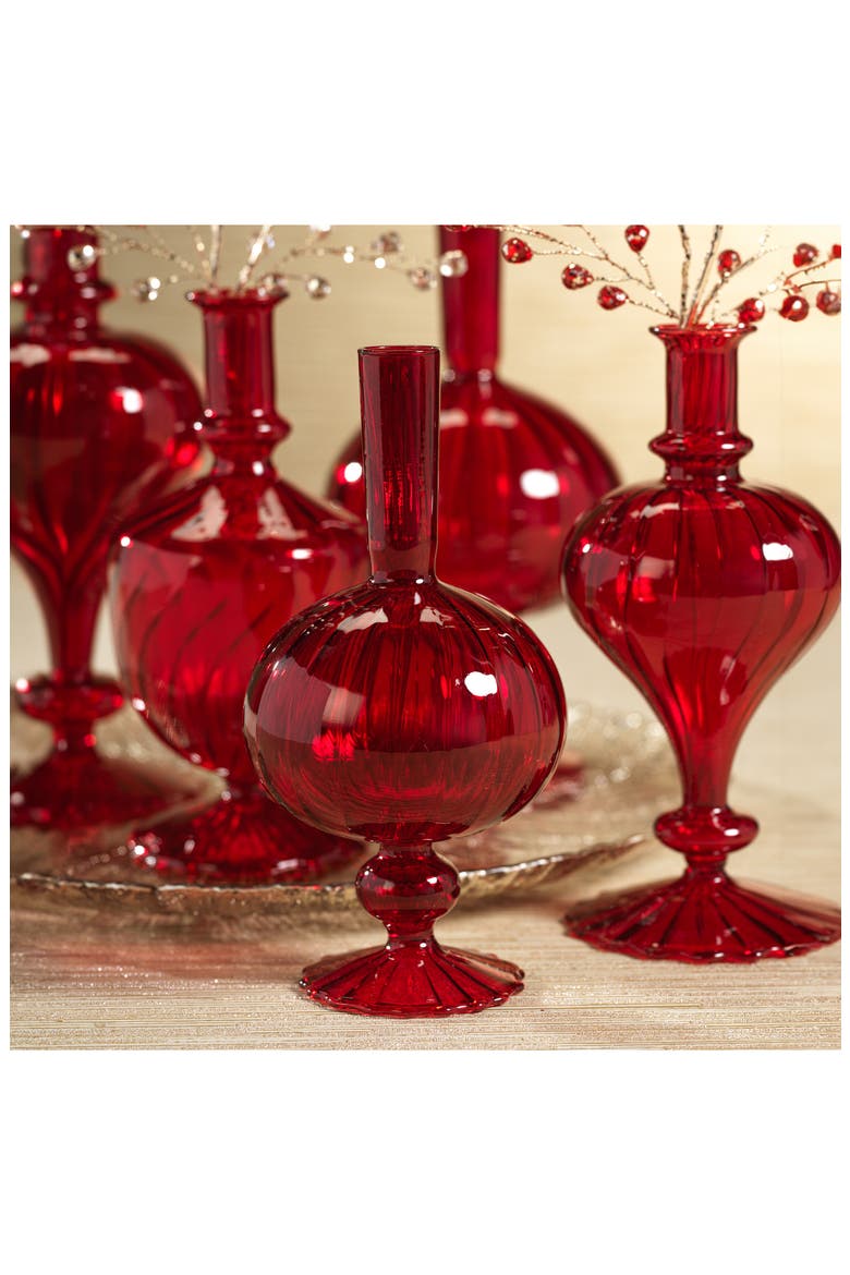 Vellum Set of 2 Spiral Decorative Glass Vases, Alternate, color, RED