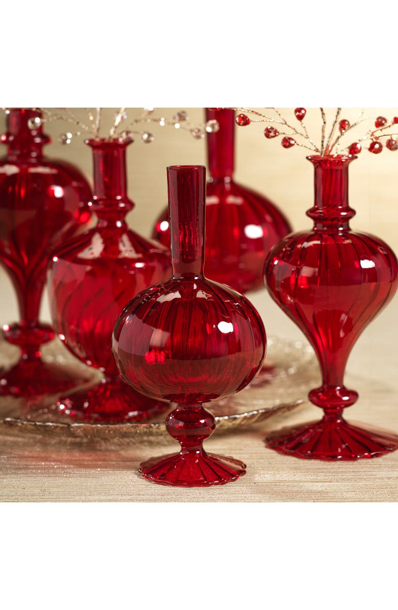 Zodax Vellum Set of 2 Spiral Decorative Glass Vases, Alternate, color, Red