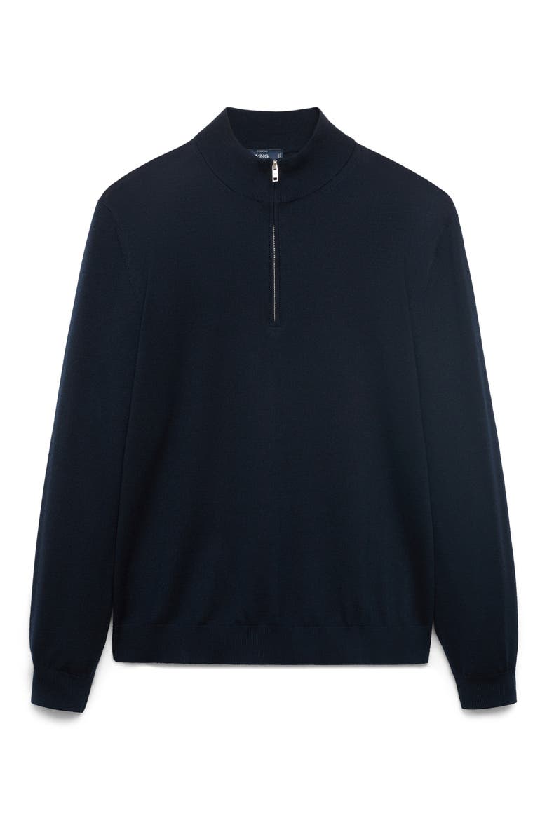Perkins Wool Quarter Zip Sweater, Alternate, color, NAVY