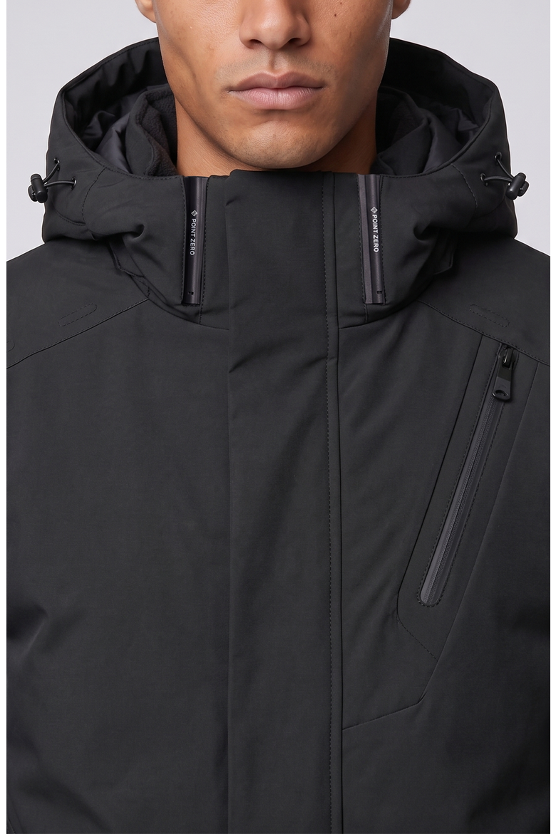 Hooded Microfiber Jacket with Heat-Sealed Pockets, Alternate, color, Black