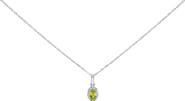 Haus of Brilliance 10K White Gold 5x3mm Gemstone and Diamond Accent Halo Oval Shape 18" Pendant Necklace