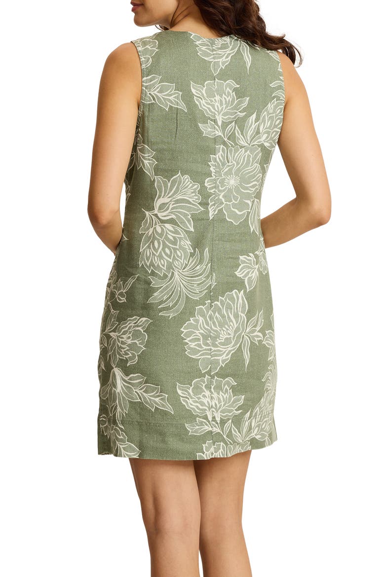Palmadora Breezy Blooms Floral Linen Blend Shift Dress, Alternate, color, DUSTY SAGE