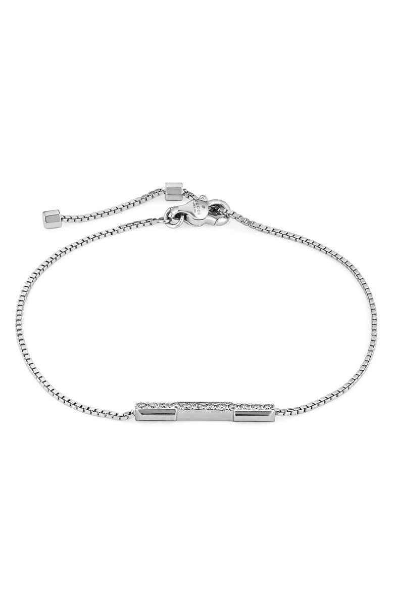 Gucci Link to Love 18K White Gold Bracelet, Main, color, White Gold