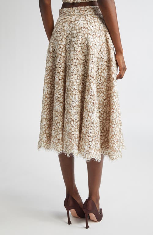 Michael Kors Collection Soutache Lace Circle Skirt In Brown