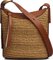 rag & bone Belize Mini Straw & Leather Bucket Bag